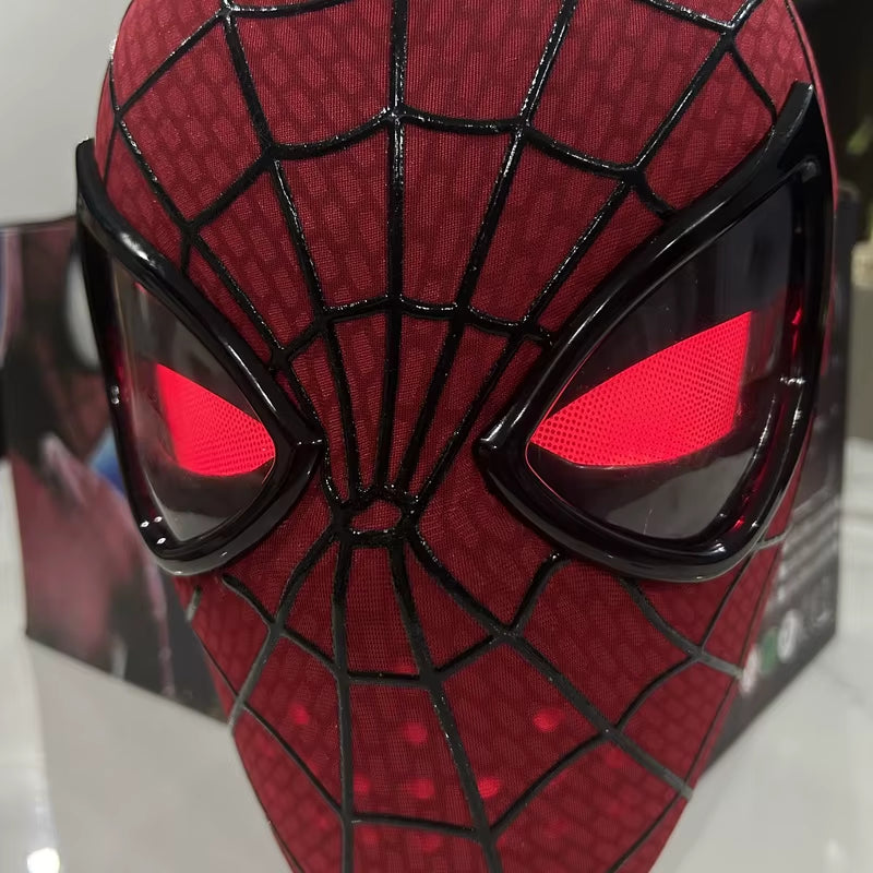 New the Amazing Spider-Man Headgear Movable Mask Helmet Electric Ring Control Eye Luminous Cosplay Collection Model Toy Kid Gift