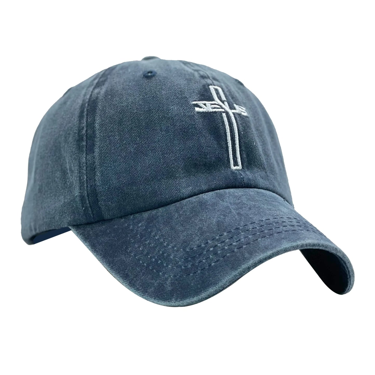 Embroidered Christian Jesus Cross Hat for Men Women, Vintage Washed Dad Hats Adjustable Baseball Cap