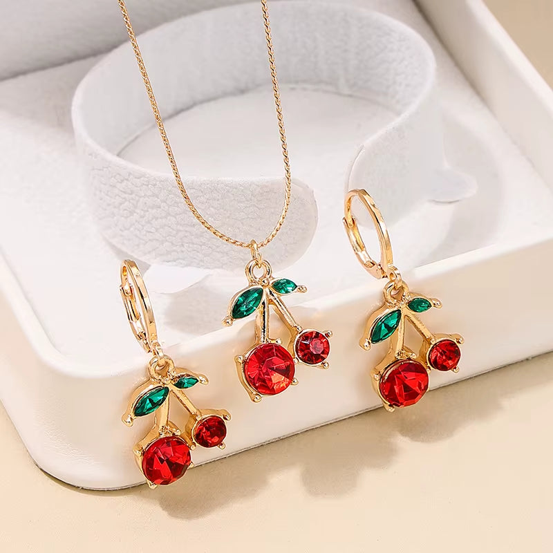 Simple and Fashionable Niche Design Geometric Hollowing Five Leaf Flower Bracelet Necklace Earrings for Girls Gift Jewelry Set