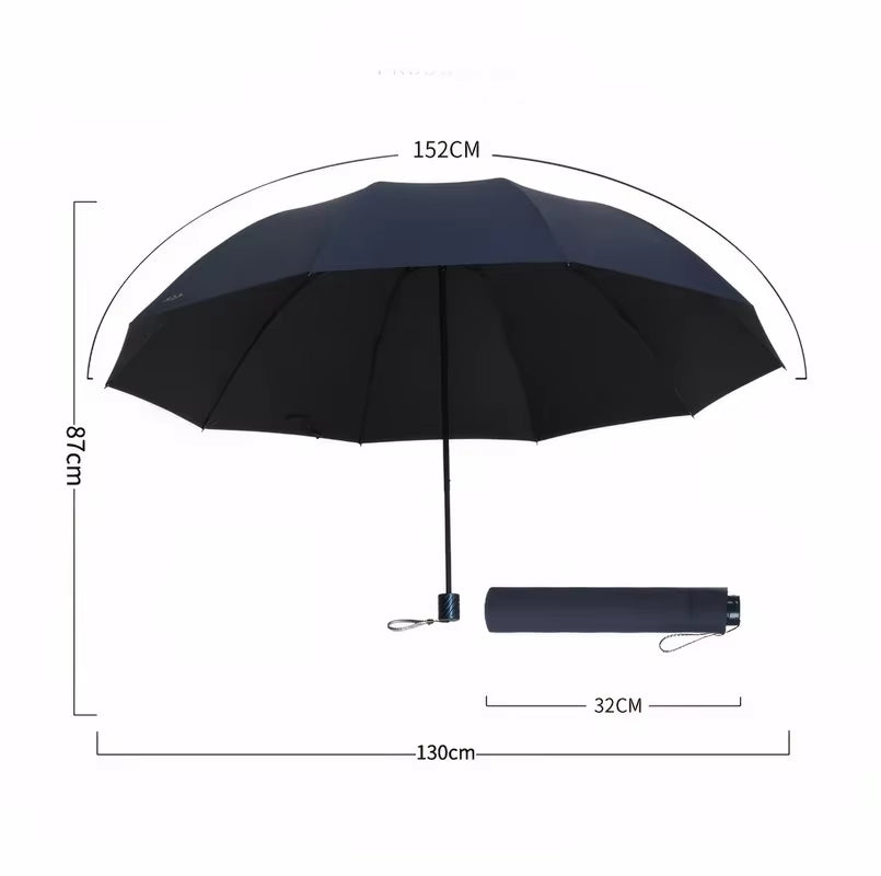 130CM Oversized Folding Umbrella Windproof and Waterproof Large Sun and Rain Umbrella for Travel and Family Use