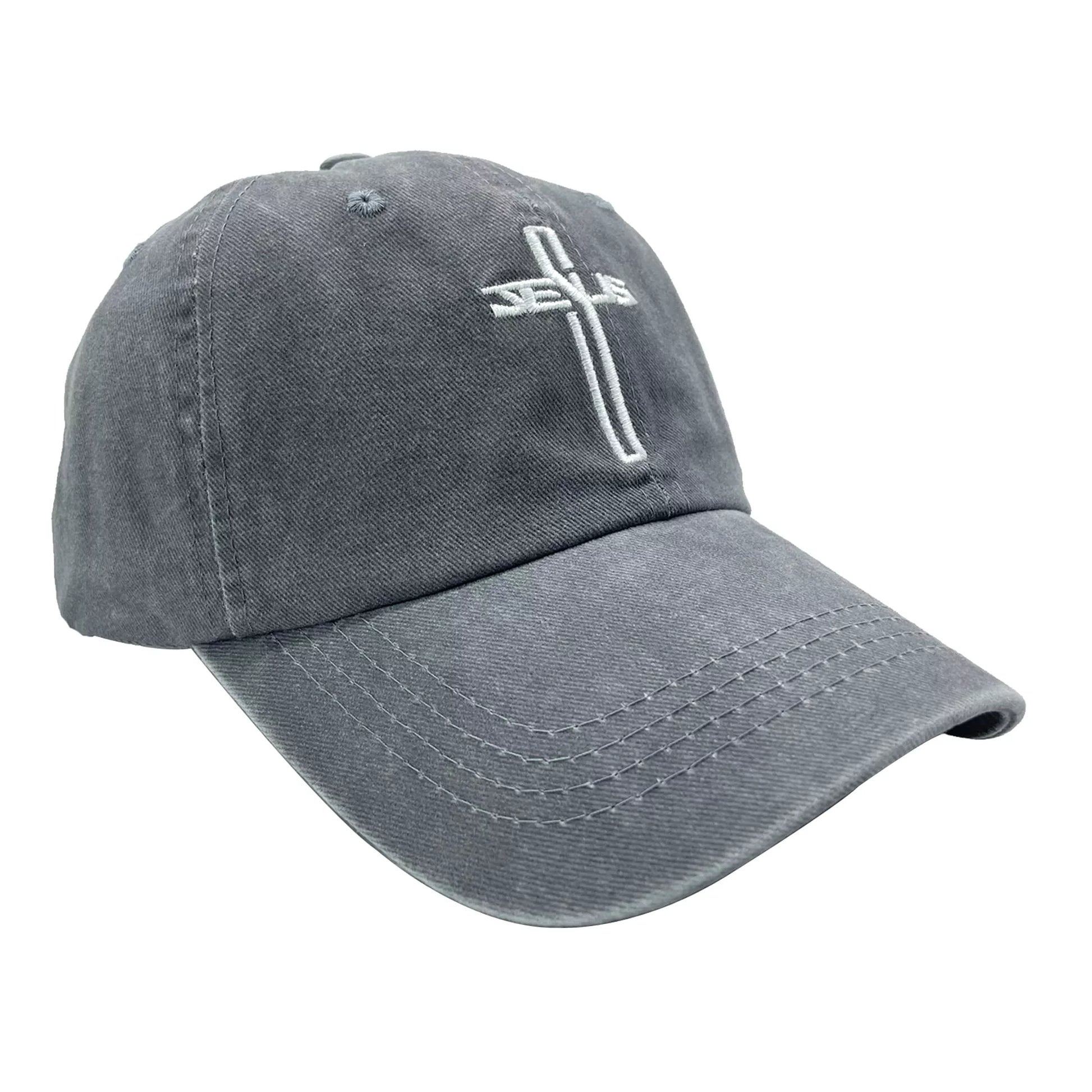 Embroidered Christian Jesus Cross Hat for Men Women, Vintage Washed Dad Hats Adjustable Baseball Cap