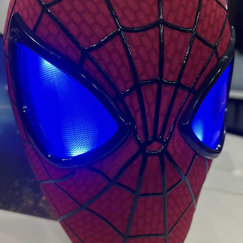 New the Amazing Spider-Man Headgear Movable Mask Helmet Electric Ring Control Eye Luminous Cosplay Collection Model Toy Kid Gift