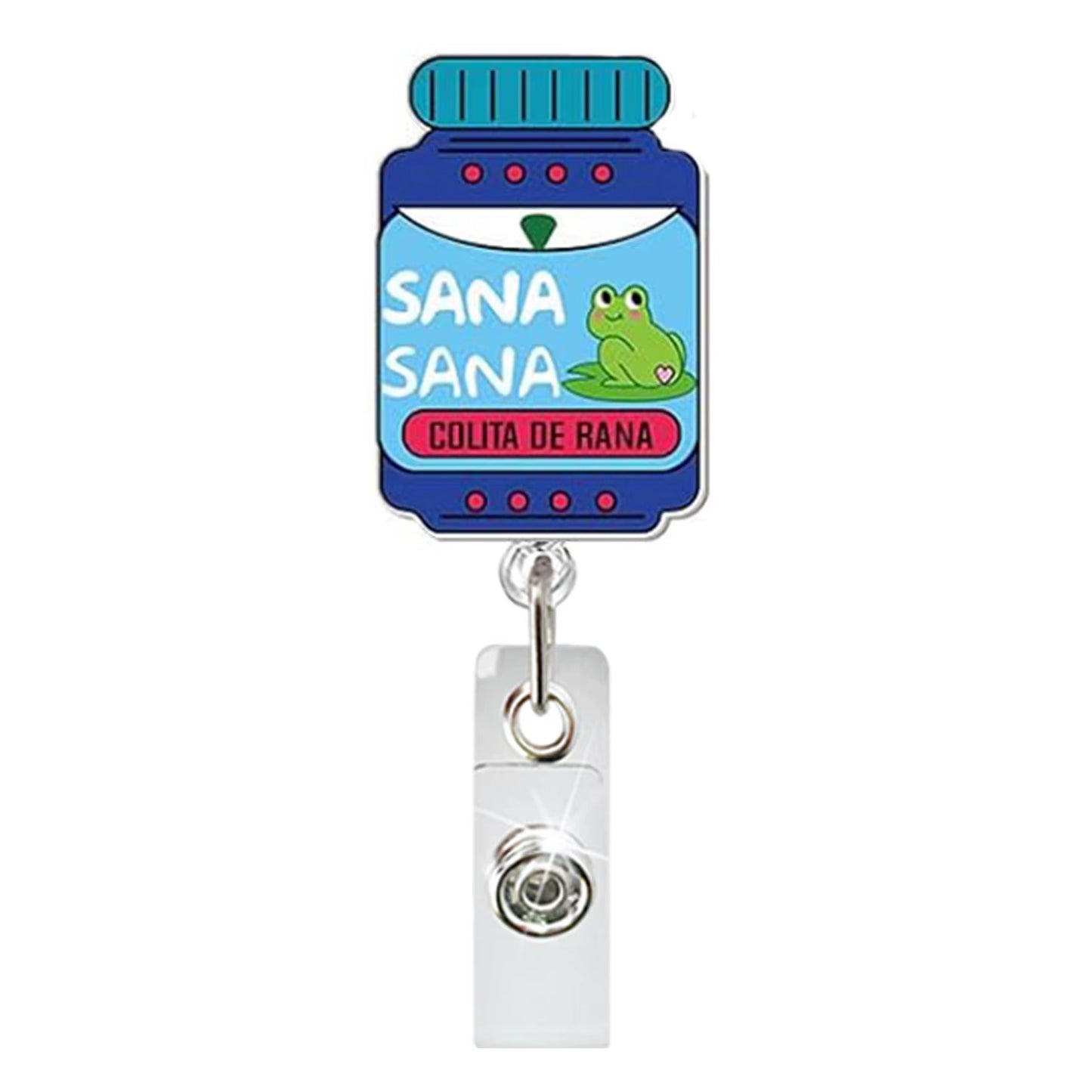 Glitter Acrylic Medicine Bottle Nurse Badge Reel Retractable ID Badge Holder with 360 Rotating Alligator Clip Name Holder