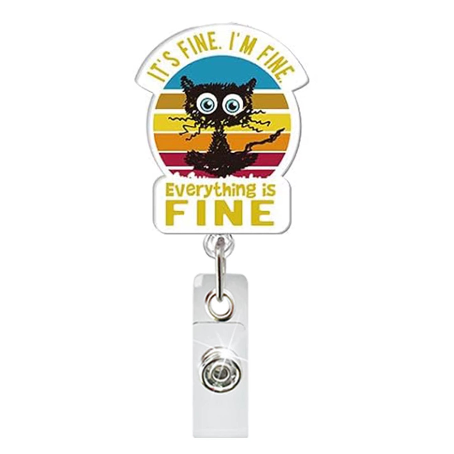 Acrylic Flame Skull Black Cat Retractable Badge Reel ID Badge Buckle Badge Holder Gift for Doctor Nurse Teacher Student